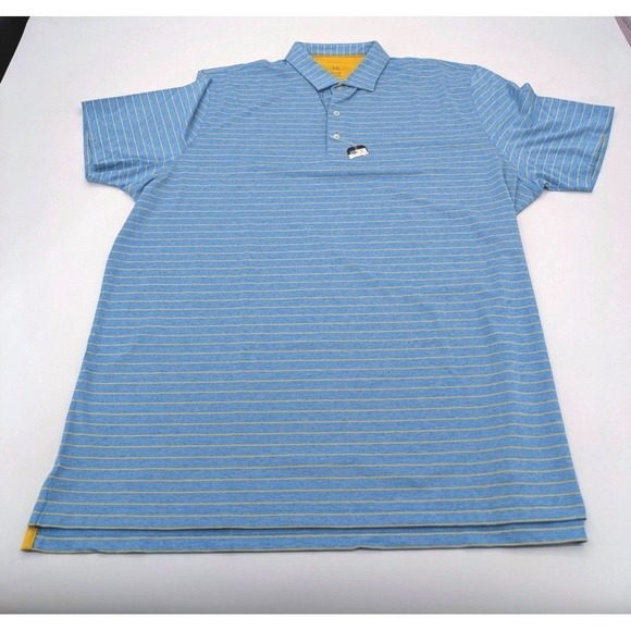 johnnie-O Other - Johnnie O Men XXL Blue Yellow Striped Short Sleeve Performance Golf Polo Shirt
